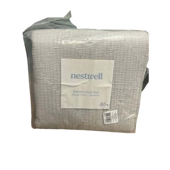 Nestwell Twin Light Gray 3 pc Duvet Set Spa Gauze Cover Cotton Linen Bed New - Picture 1 of 3